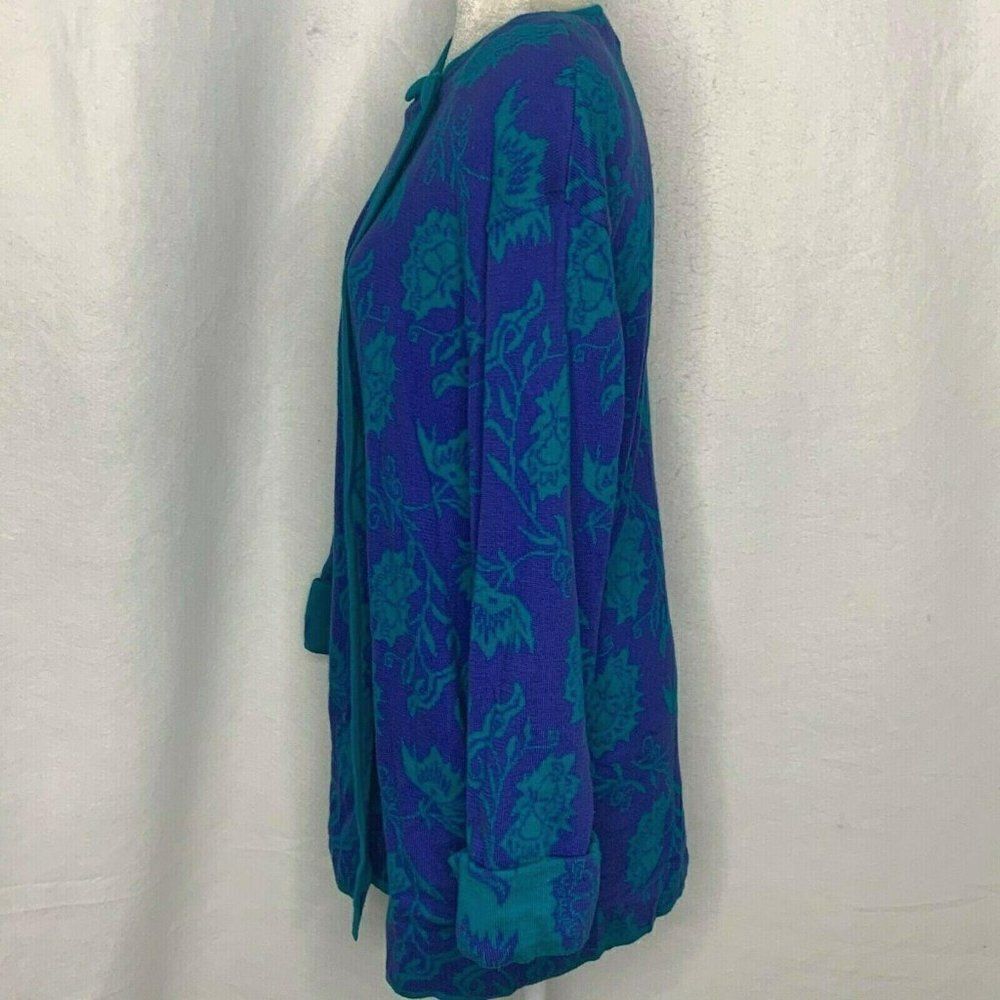 Vintage 80s Carlos Arias Cardigan Sweater M Blue - Picture 3 of 5